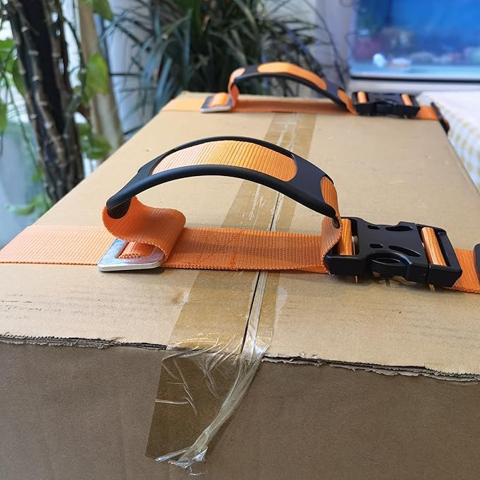 1-2 Person Lifting and Moving Straps Lift,Move and Carry Boxes, Appliances, Furniture - Ideal for Home, Factory, Outdoor Use,or Any Item up to 600 lbs. Safely and Easily Like a Pro, Orange