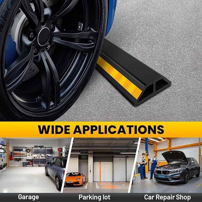 2 Pcs 18'' Heavy Duty Parking Aid for Garage, with Yellow Safety Stripes, Parking Gadgets Protects Car and Garage Walls, Parking Stopper Easy to Install 2 Packs