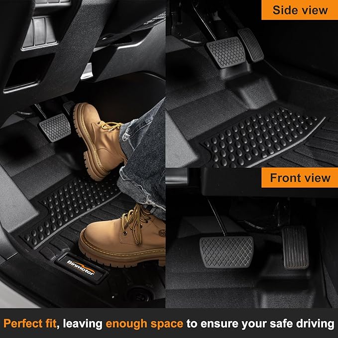 Binmotor-All Weather Car Floor Mats Cargo Liner Set for Chevy Camaro 2016-2024, 2 Rows Floor Mats for Chevy Camaro,Waterproof TPE Rubber Liners for Camaro Trunk Liner Accessories-Black