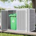 Horizontal Storage Shed 41 Cu.Ft, Lockable Outdoor Resin Cabinet for Garbage Cans, Lawn Mower & Garden Tools, Weather-Resistant Design for Patio or Backyard (Cold Gray)