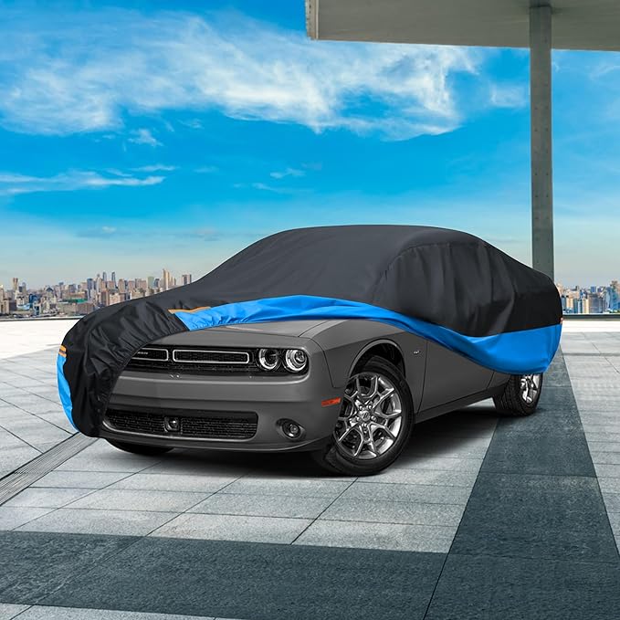 Car Cover Waterproof All Weather Outdoor Windproof Dustproof UV Protection Fit Coupe Buick Lesabre,Cadillac de Ville/Eldorado,Chevrolet El Camino/Impala,Dodge Charger etc.