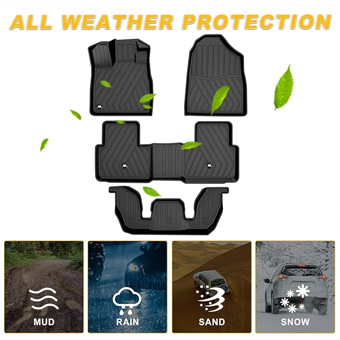 2025 Pilot Floor Mats & Cargo Liner & Backrest Mat Fit for Honda Pilot 2023 2024 2025: All Weather Protection Floor Liner with Back Seat Cover - 1st 2nd 3rd Row Floor Mats Trunk Mat Pilot Accessories