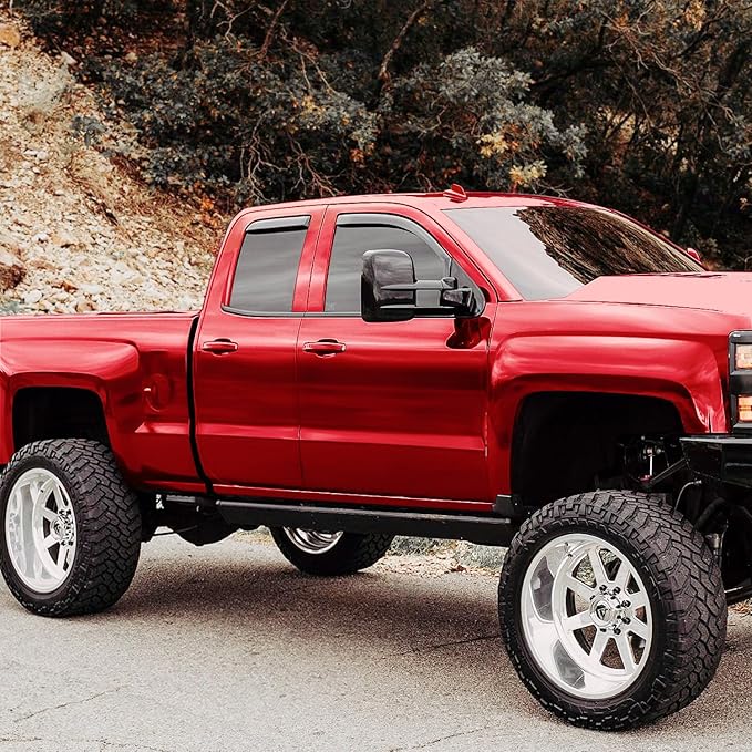Voron Glass in-Channel Extra Durable Rain Guards for Trucks Chevrolet (Chevy) Silverado/GMC Sierra 2014-2018 Double Cab, Window Deflectors, Vent Window Visors, 4 Pieces - 230092