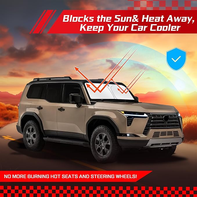 ARISMOTOR Windshield Sun Shade for Le-xus GX 550 2024-2025, Custom Fit Foldable Front Window Sunshade Sun Visor Protector, Block UV Rays Keep Your Car Cooler