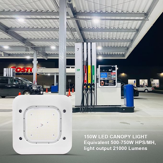 OSTEK LED Gas Station Canopy Light, 150W Carport Ceiling Light 5700K, Outdoor Rated (600W HID/HPS Equivalent), 90-277V IP65 DLC & UL Listed