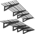 4-Pack Garage Wall Shelving, 2x4ft Walls Shelf Storage Rack, Sturdy Walls Shelves for 1200LBS, Black, Heavy Duty Shelving Wall Mounted for Garage, Kitchens, Storeroom, Basement, 47.2" x 23.6"
