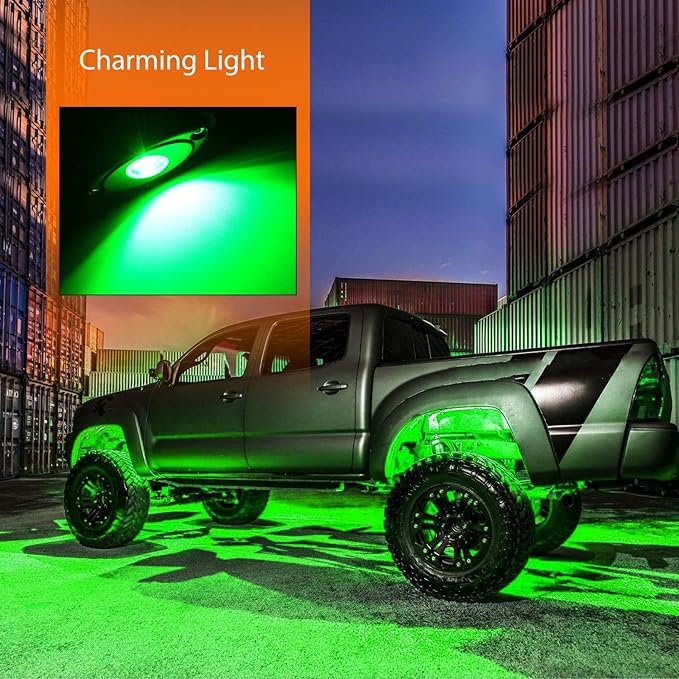 Nilight LED Rock Light 6PCS Green Pods - Waterproof Under Body Wheel Well Exterior Interior for Car Truck Pickups ATV UTV SUV Motorcycle Boat - 2 Years Warranty