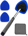 Auto Window Cleaning Tool, Retractable Windshield Cleaner Wand, Car Window Glass Cleaning, Double Sided car Window Cleaner, Microfiber Mirror Cleaning Tool kit. Car Interior Cleaning. (Blue)