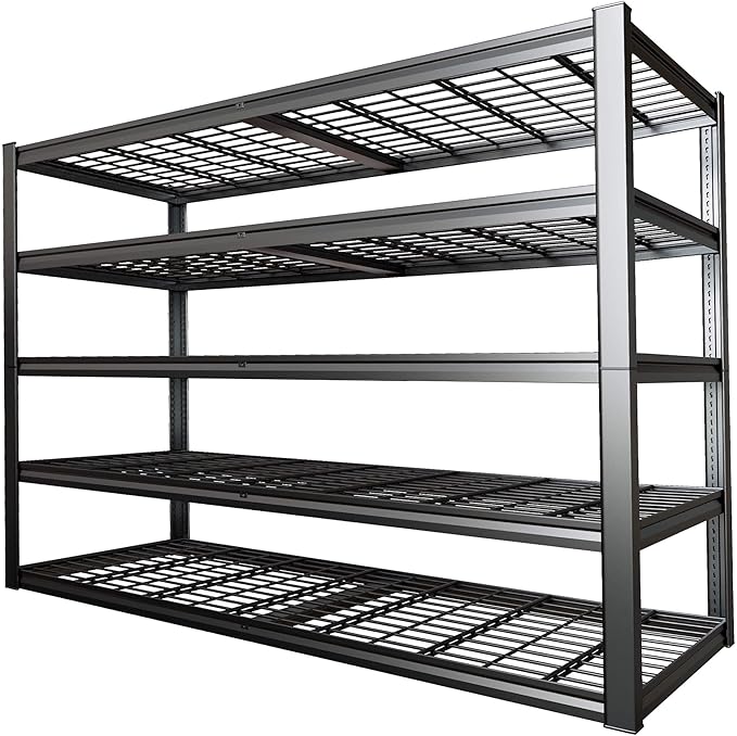 67" Wide 5-Tier Garage Shelving Unit, 67" W x 24" D x 84" H, Heavy Duty Garage Storage Shelves,3500 LBS Capacity, Industrial Adjustable Shelves for Basement Warehouse