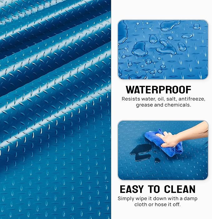 TUFFIOM 7.5 x 20 FT Garage Floor Mat, Thickened Diamond Plate PVC Garage Mats Flooring Roll for Under Car, Garage Parking Mats for Floor Large SUVs, MPV, Pickup Truck