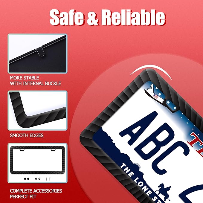 Black Geometric Shapes License Plate Frame Funny Radioactive Visual License Plate Frames Stainless Steel Accessories Cars Decor with 2 Holes and Screws Fits Standard Us Ca Vehicles 12.2 X 6 Inch