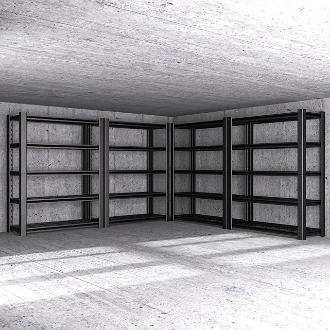 5-Tier Heavy Duty Garage Shelving Unit with Wire Shelves,3000 LBS Capacity Metal Storage Rack 72"H x 48"W x 20"D,Adjustable Boltless Steel Shelves for Garage,Basement,Pantry,Warehouse.4 Pack