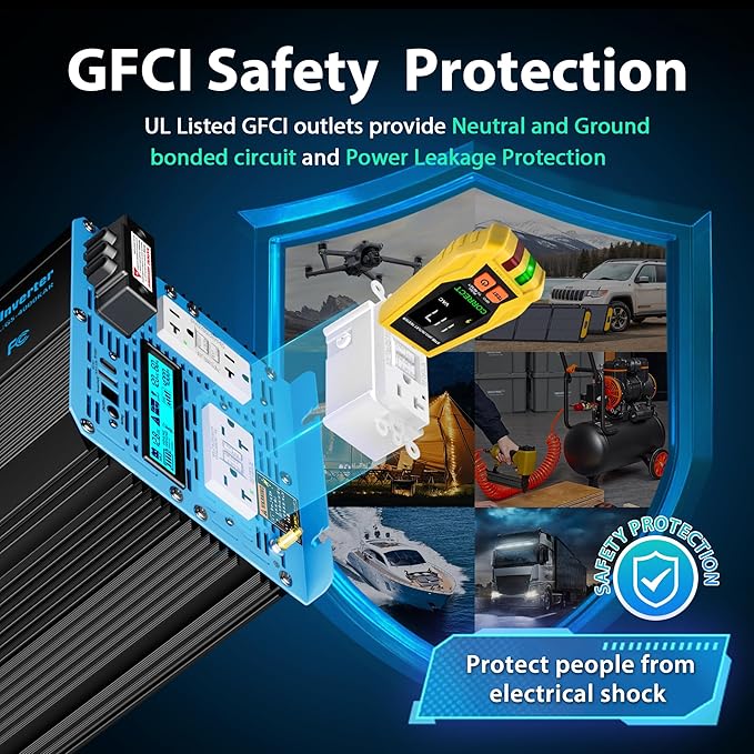 GIANDEL 4000W Pure Sine Wave Power Inverter 12V to 120V AC,7000W Surge,Compatible with All 12V Batteries,Dual Remote Control,UL Listed GFCI Outlets,FCC Approved for RV Campers Off-Grid Solar Systems