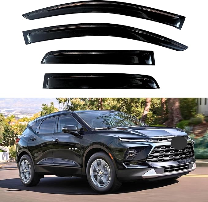 KPY Window Visor Compatible with Chevrolet Chevy Blazer 2019-2025, 4PC Rain Guard Side Window Vent Deflectors Tape-On Style, 2019 2020 2021 2022 2023 2024 2025
