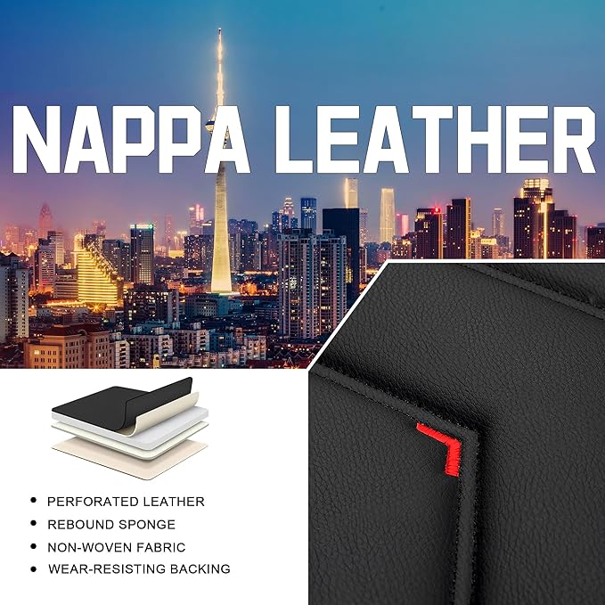 Car Seat Covers for Chrysler Pacifica 2004-2025, Stylish Sport Seat Cover, Premium Nappa Leather Car Seat Cover. Automobile Seat Covers Sets.(Standard 2 Seats/Black)