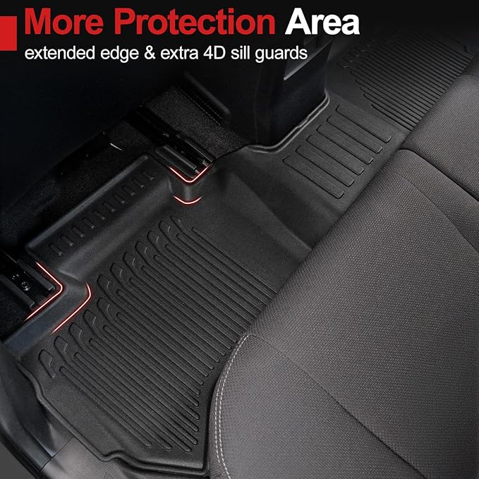 Floor Mats Set for 2025 Toyota 4Runner Fuel 5-Seater, Full Coverage All Weather TPE Car Mats with Cargo Mat & Trunk Backrest Protectors & 4 Door Sill Guards