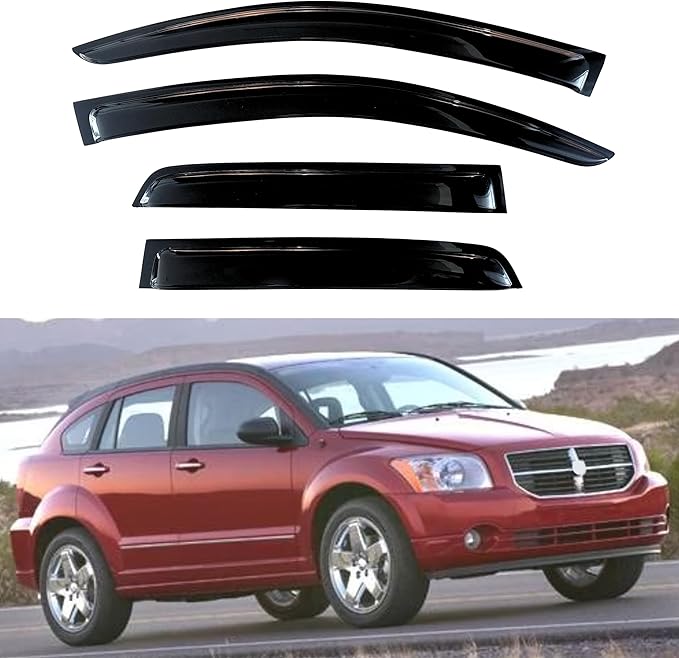 KPY Window Visor Compatible with Dodge Caliber 2007-2012, Rain Guard Window Vent Deflectors Tape-On Style, 2007 2008 2009 2010 2011 2012