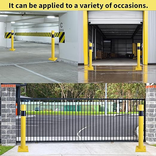 4 Pack 4" Diameter SpringBack Safety Bollard Post with 4 Anchor Bolts for Parking Garage, Warehouse, Driveway & Outdoor Use (36"H 4Pack)