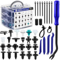 Car Push Retainer Clips 845pcs with 24Most Popular Push Pins for Automotive Parts Sizes Auto Push Pin Screw Clips with 10 Cable Ties and Blue Fastener Remover for Ford GM Toyota Honda Chrysler Nissan
