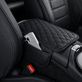 Car Center Console Cover, Leather Car Armrest Cover Cushion with 2 Storage Bags Universal Car Armrest Storage Box Pad Comfortable Car Decor Accessories Fit for Most Cars, Vehicles, SUVs (Black-2)