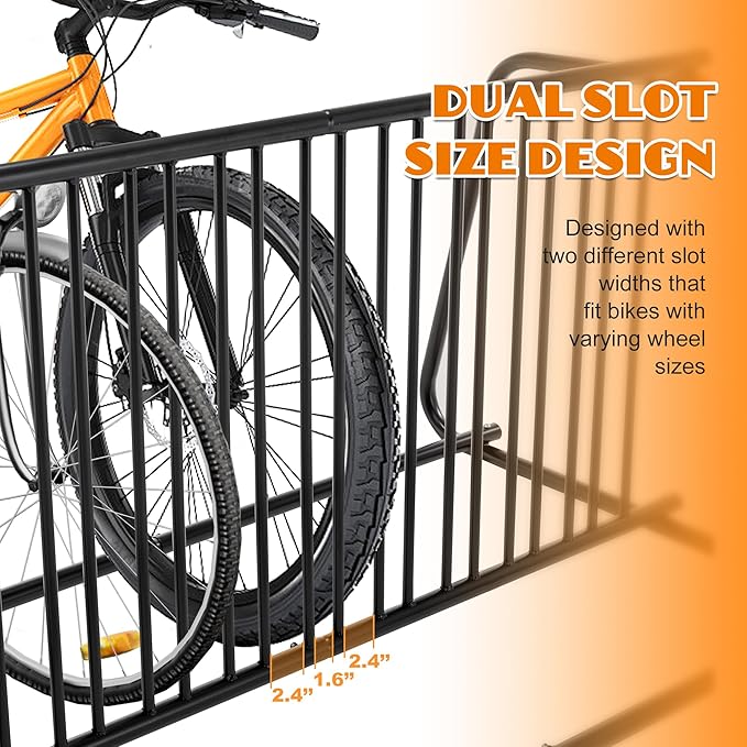 10-Bike Floor Bike Rack, 60” Dual-Sided Freestanding Steel Bike Stand for Garage, Schools & Events, Heavy-Duty Powder-Coated Storage Organizer, Easy Assembly