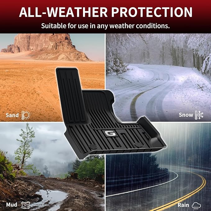 LASFIT Floor Mats for Mercedes Benz G Class 2026 2025 2024 2023 2022-2019 G550 / G580 / G63 AMG, All Weather TPE Custom Fit Car Mats for Benz G Class Floor Liners 2019-2026, 1st & 2nd Row Set, Black