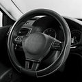 PIC AUTO Steering Wheel Cover, Gray Piping Leather, Sports Carbon Fiber and Super Breathable Leather, Universal 14.5-15.5 Inch Anti-Slip Steering Wheels Accessories for Men & Women