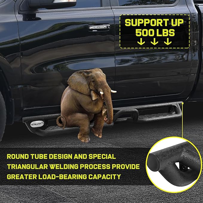 BINARY STAR Running Boards Compatible with Vehicle 2022-2025 Toyota Tundra CrewMax Cab, 6 Inch Tundra Two-Stair Side Steps Nerf Bars, Black Step Bars Step Rails, Running Boards