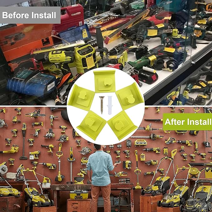 10 Pack Tool Holder Wall Mount Portable Compatible with Ryobi 18V Power Tool Holder Mount Hanger Storage Organizer with Screws Easy Installation for Workshop Garage