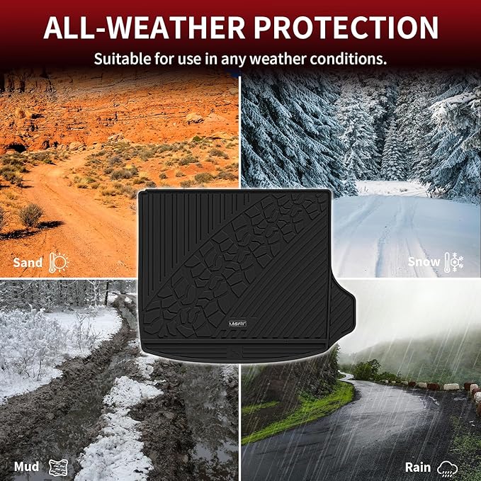LASFIT Trunk Mat for Jeep Grand Cherokee 2022-2025 5-Seat (Include 4xe, NOT for L) All Weather TPE Custom Fit Cargo Mat Trunk Liner Cargo Liner, Black