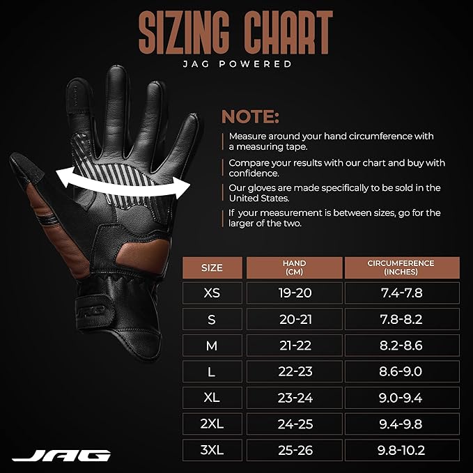 J.A.G. Motorcycle Gloves - Premium Leather Perforated Motorcycle Gloves for Men with Knuckle Protection | Touchscreen Motorbike Riding Gloves