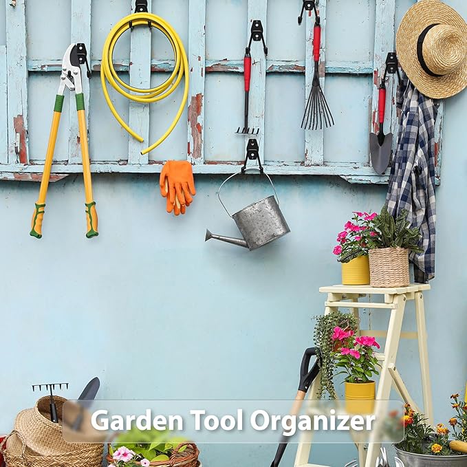 4 Pack 4.5x2.75 Inch Utility Steel Wall Mount Heavy Duty Garage Hooks with Anti-Slip Coating,Storage More Yard,Garden and Power Tools and for Hanging Hose,Ladder and Bike