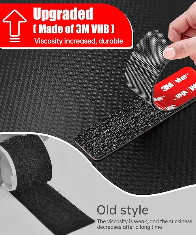 Hook and Loop Strips with Super Adhesive Heavy Duty, Made of 3M, Heat Resistant Waterproof, Outdoor or Indoor Use, 16 Sets Black 0.98x3.94 Inch