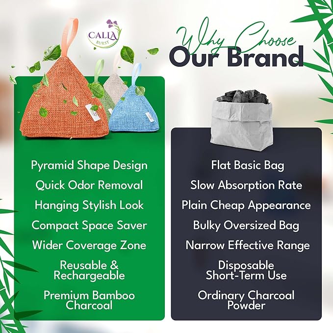 4 Pack Bamboo Charcoal Air Purifier Bags 200 Grams Each - Odor Absorber & Eliminator for Home, Car, Pets, Activated Charcoal Natural Freshener, Eco-Friendly & Reusable (Fresh Colors)