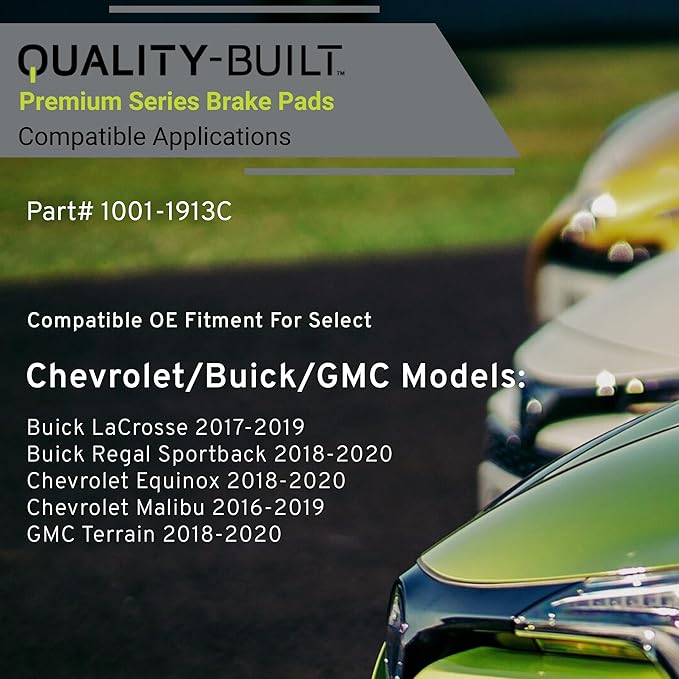 Premium Ceramic Front Brake Pads (1001-1913C) Compatible with Buick LaCrosse 2019-2017, Regal Sportback 2020-2018, Chevrolet Equinox 2020-2018, Malibu 2019-2016, GMC Terrain 2020-2018