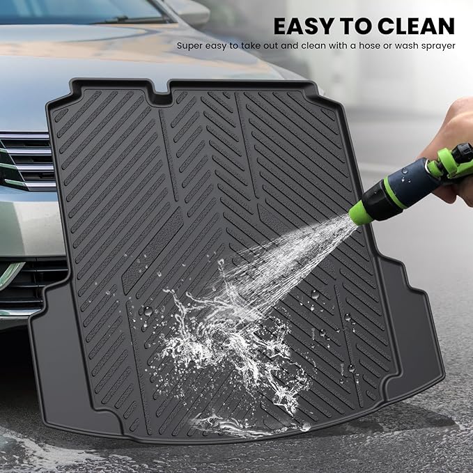LASFIT Cargo Mat for Volkswagen Jetta 2011-2018 (Not fit Jetta SportWagen and Hybrid/TD/TDI Trims), Custom Fit All-Weather TPE Rubber Trunk Mat for VW Accessories, Waterproof, Easy to Clean, Black