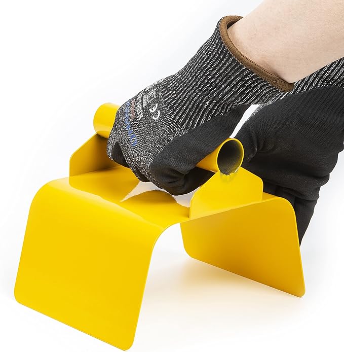 Landscape Curb Trowel 4” x 6” x 4” Stainless Steel Concrete Curbing Trowel Concrete Curb Tool Rectangle Edger Yellow Cement Model Tools with Handle and Putty Knife