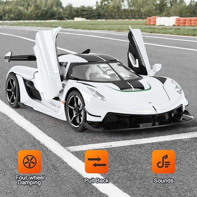 Toy Cars Model Jesko 1/22 Diecast Metal Sports Toy Cars for Boys, Alloy Collectible Model Car with Sound and Lights, Race Model Car for Kids
