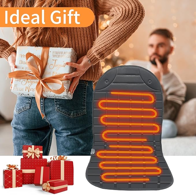 2 Pack Winter Seat Cushion - Portable Comfortable Fiber Seat Cover with Adjustable Buckle for Full Back and Seat (Black)