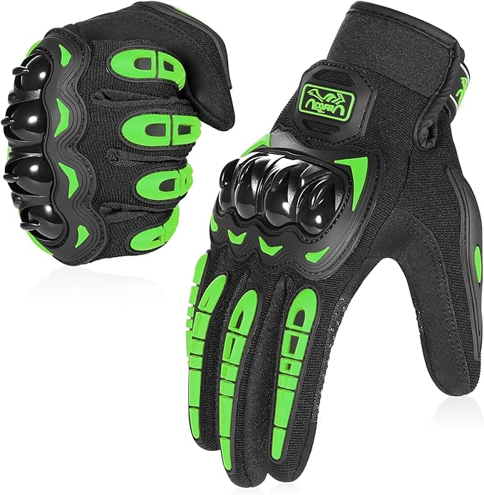COFIT Motorcycle Gloves Breathable, Touchscreen Motorbike Gloves Anti-Slip with Good Grip Hard Knuckles Protection for Men Women Motocross, BMX ATV MTB Cycling, Road Racing - Green XL