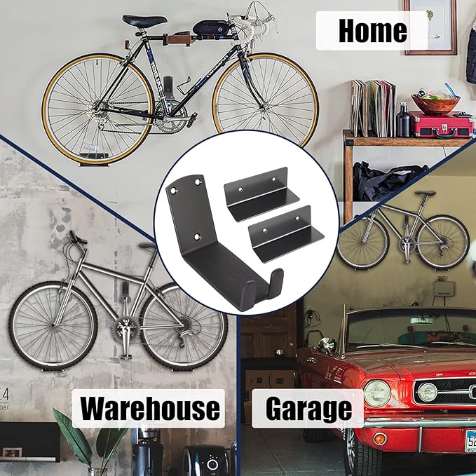 Bike Wall Mount, Pedal Mount Bike Rack for Garage, Bike Storage Hanger Bicycle, Heavy Duty Bike Hooks with Rubber Pad for Wall, Max 150LB, 3 Set