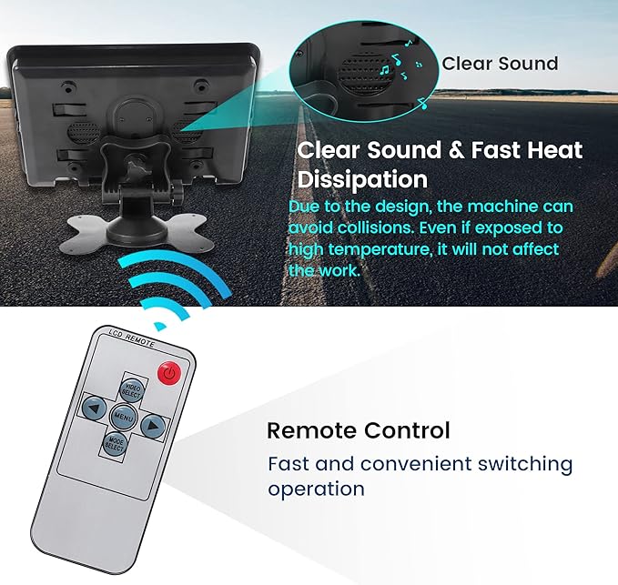 Anina 7 Inch Monitor Quad Split HD Screen 4 Channels RCA Video Inputs for Car Pickup Truck SUV Vehicle with Headrest Mounting Bracket