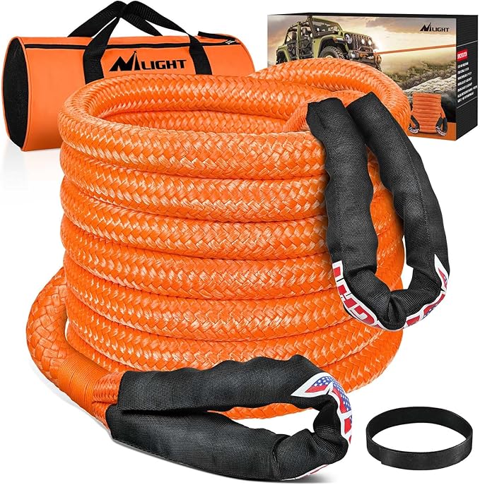Nilight Kinetic Recovery Rope 33000 LBS 1" x 30ft Snatch Strap Heavy Duty Offroad Towing Starp Kit Vehicle Recovery kit for UTV ATV SUV Truck Car Jeep Tractor