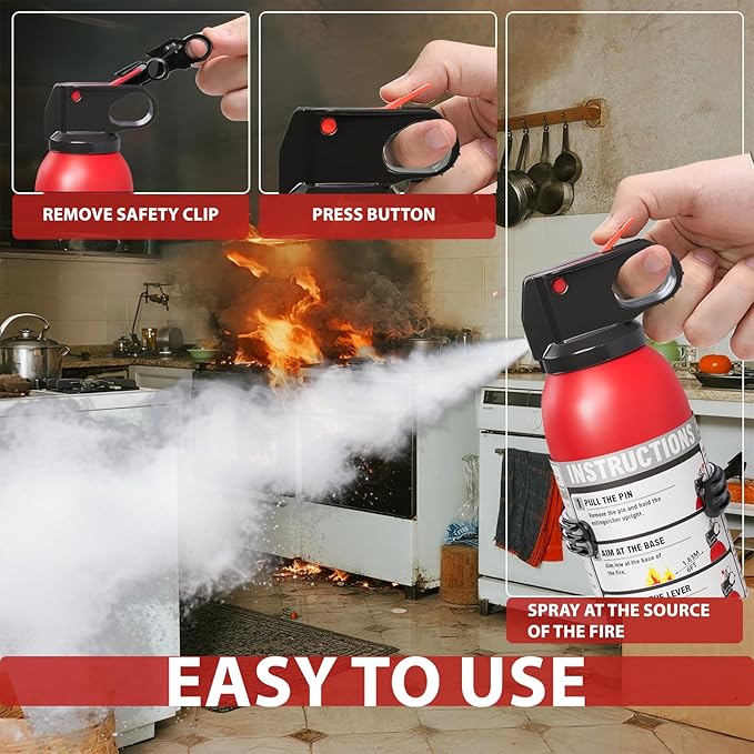 Dry Stop Fire Extinguisher for Home & Vehicle - 600g Dry Chemical Powder Fire Extinguisher | Grease & Electrical Fire Extinguisher for Kitchen, Car, Portable (2-Pack)