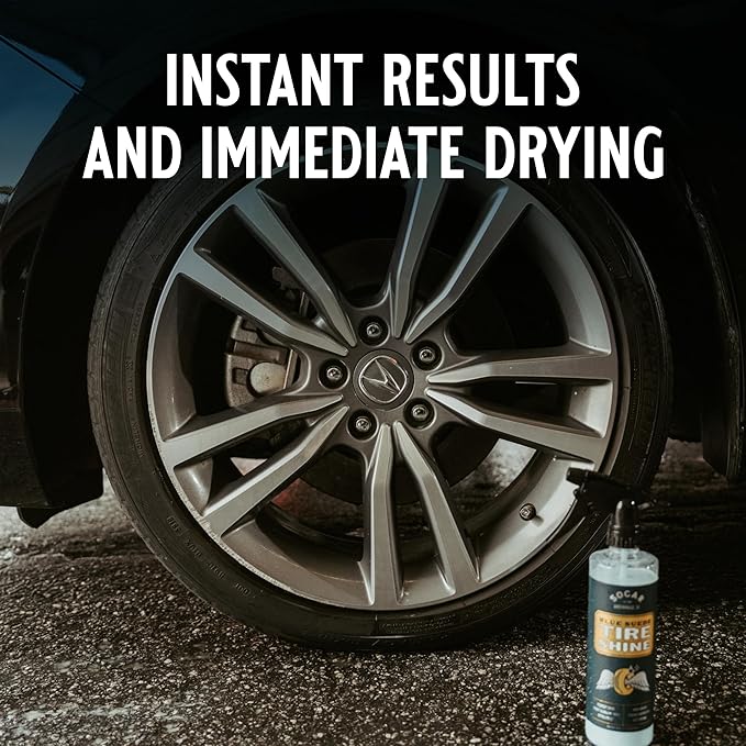 SOCAR Blue Suede Tire Shine Spray & Protectant. New-Tire Smooth Shine. for Rubber, Vinyl, Plastic, Leather, 16 fl oz. UV Protection, No Sling, for Cars, Motorcycles, RVs.