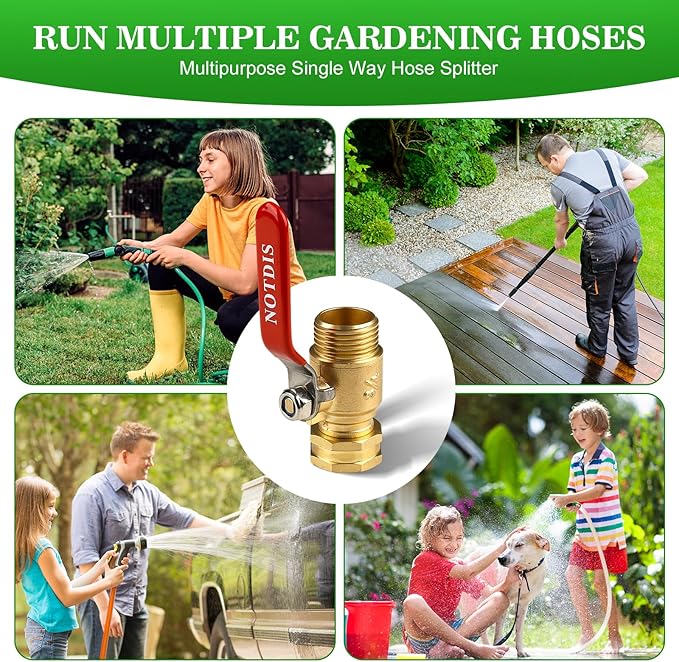 Brass Garden Hose Shut Off Valve with Full-Flow Design - Heavy Duty 3/4" GHT Connector, 304 Stainless Steel Handle - 2 Pack (Corrosion-Resistant)