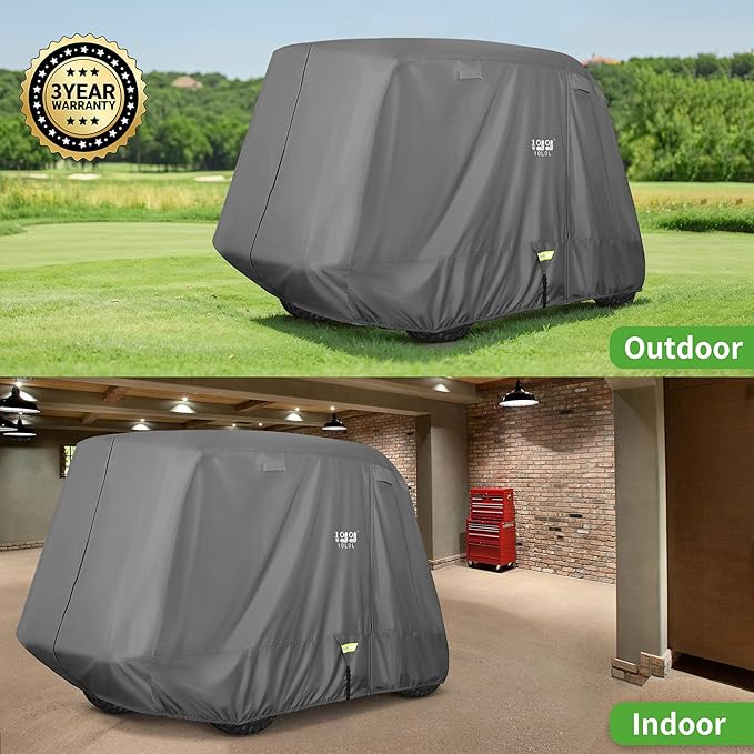 10L0L Heavy Duty Golf Cart Cover for 2/4 Passengers EZGO, Club Car and Yamaha, All Weather Outdoor Protection Weatherproof