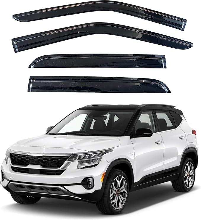 KPY Window Visor Compatible with Kia Seltos 2021-2025, 4PC Rain Guard Side Window Vent Deflectors Tape-On Mugen Style, 2021 2022 2023 2024 2025