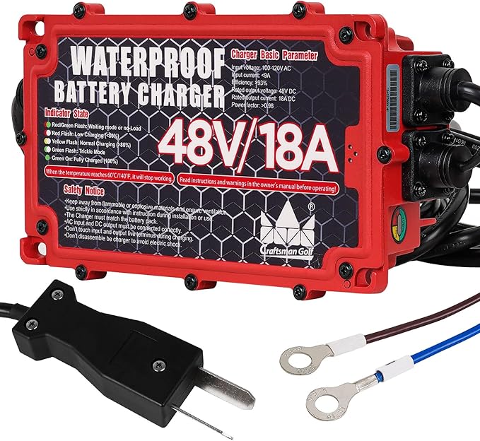 CRAFTSMAN GOLF 48 Volt 18 Amp Golf Cart Battery Charger for 48V EZGO Club Car Yamaha Onboard Golf Cart Charger with Crowfoot Plug