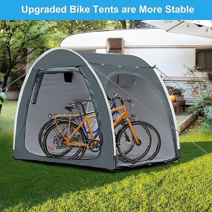 UNP Bike Storage Shed Tent, Portable Outdoor Bike Storage Tent with 210D Oxford Thick PU4000 Waterproof for 1/2/3/4 Bikes, Bike Covers Storage Shed Tent for Bicycles, Lawn Mower, Garden Tools